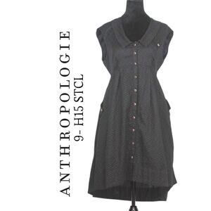 Anthropologie 9-H15 STCL Black Sleeveless V-Neck with Collar Dress Size 6